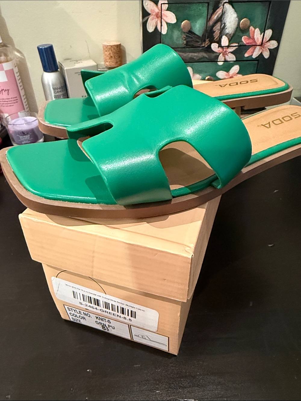 Soda Kelly Green Slide Sandals - Women's Slip-On Open Toe